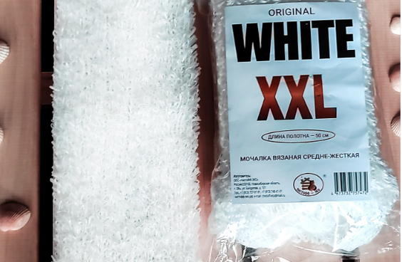 Мочалка вязанная WHITE XXL