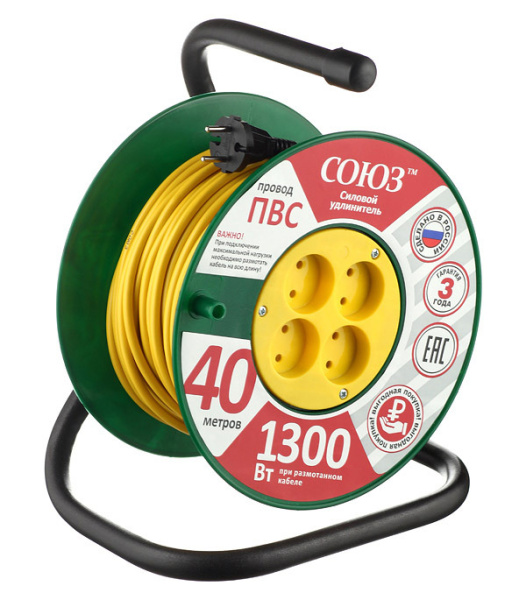 СОЮЗ катушка пласт ПВС 2х0,75 4 роз 40м 6А481S-3104