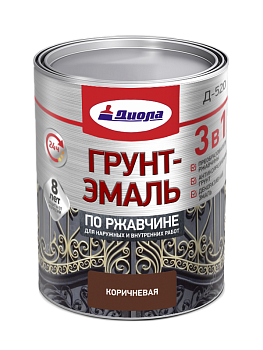 ДИОЛА Грунт-эмаль"3 в1" по ржавчине  коричневый 1,7кг/Ж.банка