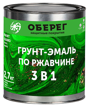 Грунт-эмаль  по ржавчине PaintGuard 3в1 белый 3л (2.7кг)