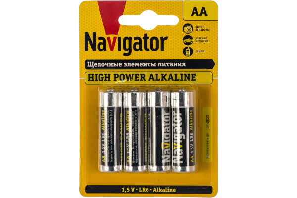 Элемент питания алкалиновый AA/LR694 753  NAVIGATOR 94753 (упак. 4шт)
