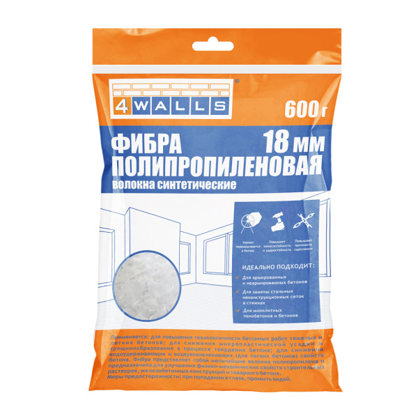 Фибра полипропиленовая 600 гр размер 18мм 4Walls/12