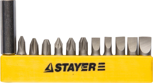 Набор биты с магнитным адаптером STYER MASTER  с магнитным держателем 12 предметов